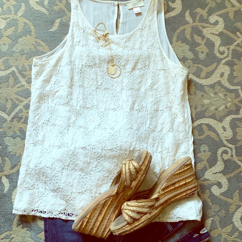 LOFT cream lace tank